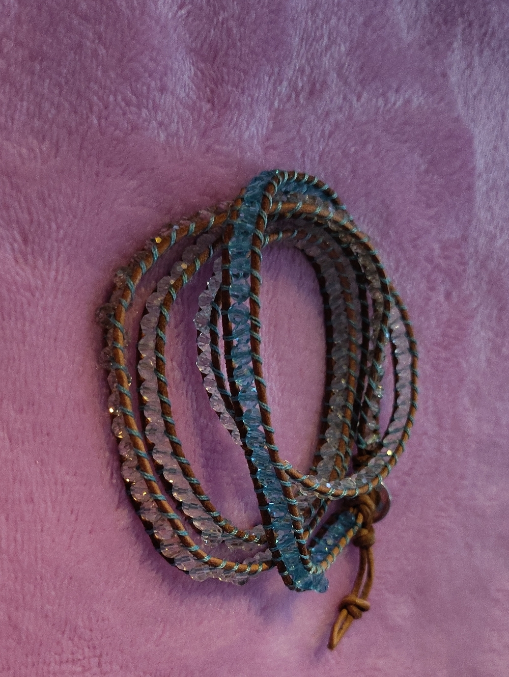 Beaded Wrap Bracelet in Blue and Brown